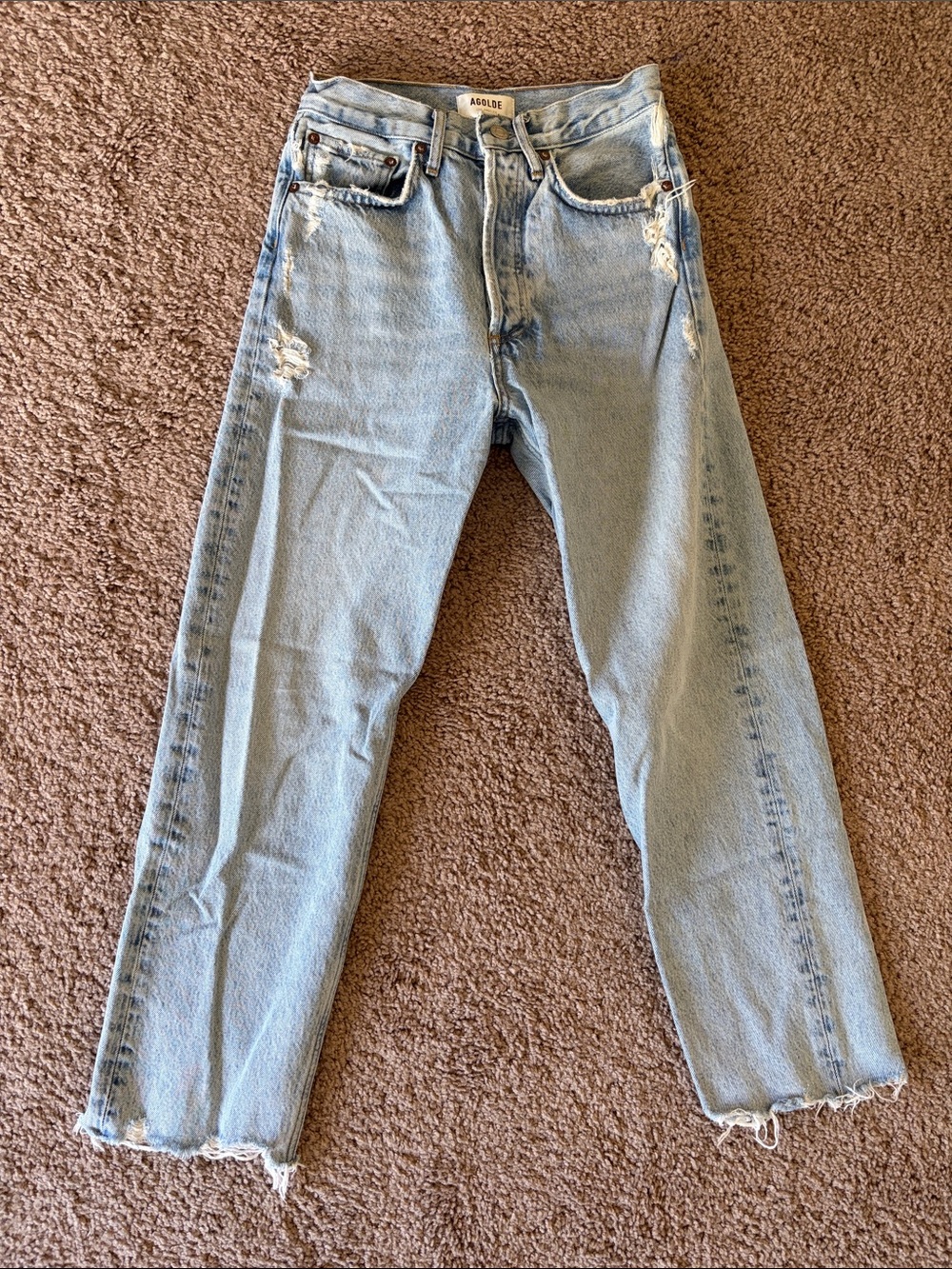 Agolde 90s crop - light wash distressed - size 23